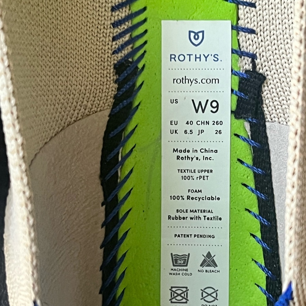 Rothy's Women's Beige Pointed Flats with Blue Trim - Picture 10 of 11